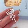 White Ribbon Bow Ring Women's Niche Design Sense Sweet Wind Open Buckle Adjustable Ring