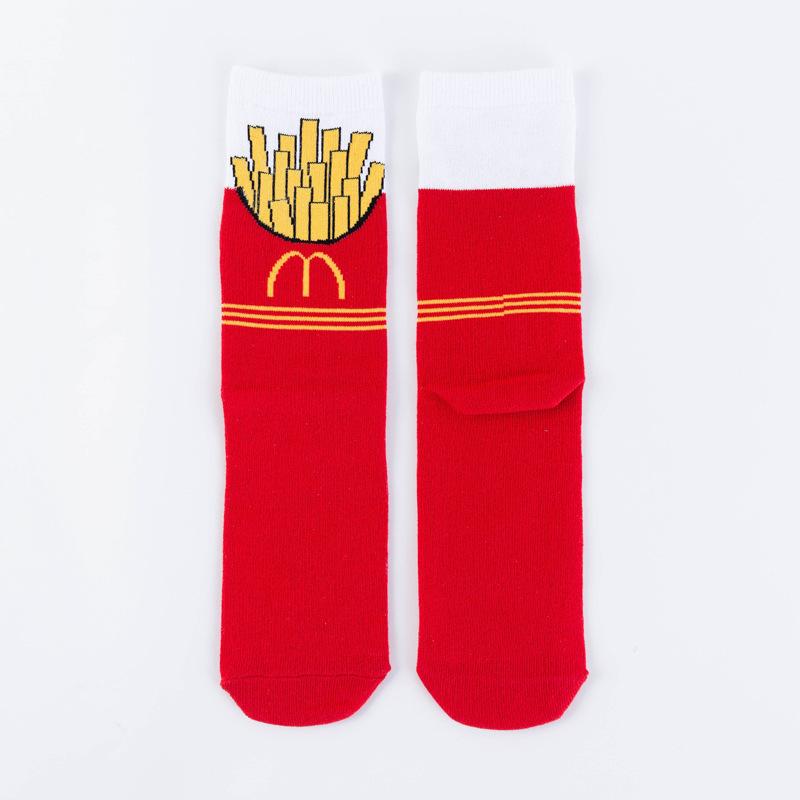 Funny Harajuku Women Casual Cartoon Fruit Sock Hot Sale Banana Avocado Lemon Egg Cookie Donuts Colorful Japanese Skateboard Sock