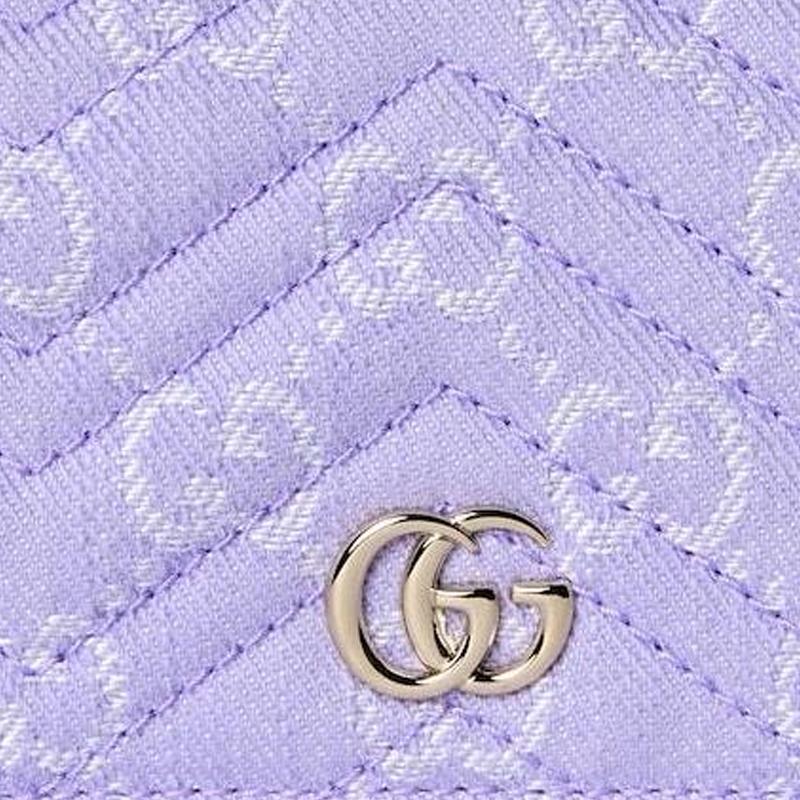 Gucci GG Marmont Логотип Золотая фурнитура GG Джинсовый кошелек Маленький женский кошелек Фиолетовый 466492-FAEVD-8653