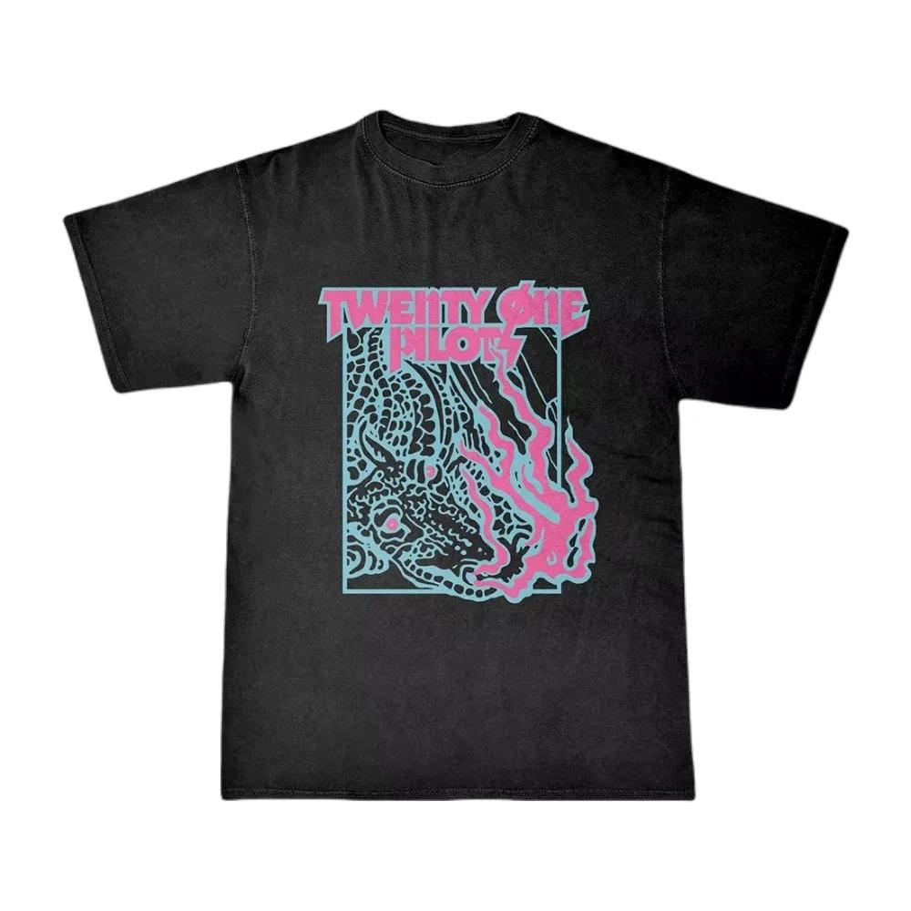 Vintage Casual T-Shirt Twenty One Pilots Band Women's Men Short Sleeve Oversized Rapper Hip Hop Punk Street Harajuku Cotton Tees