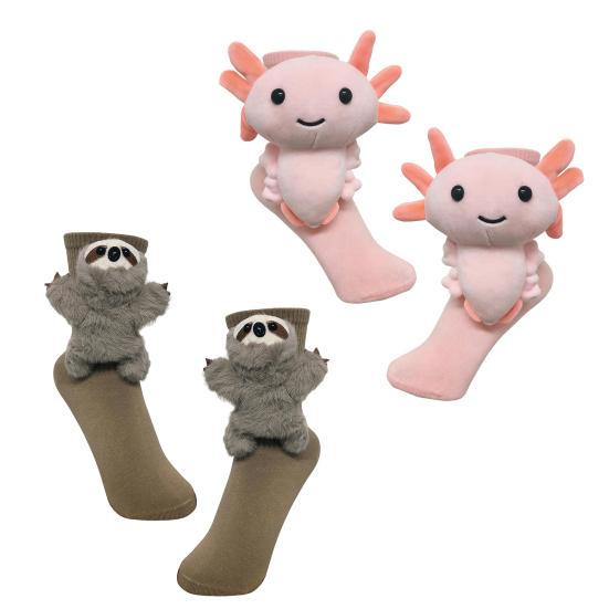 2 пары 3D вязаных носков с животными, связанных крючком носков-кукол с животными, милые теплые зимние носки-ленивцы для мужчин и женщин, подарки для любителей животных