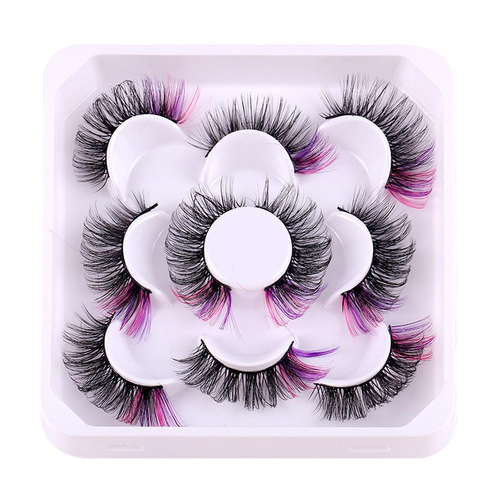 5 Pair 3D Mink Lashes Colored Lashes Mink Lashes Mix Colored Eyelashes Pink Blue Red False Eyelashes Makeup for Women