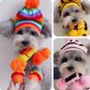 1 Set(hat+scarf+leg Warmers) Rainbow Stripe Knitted Dog Scarf Winter Warm Hat Footwear Sloves Pet Clothes Accessories