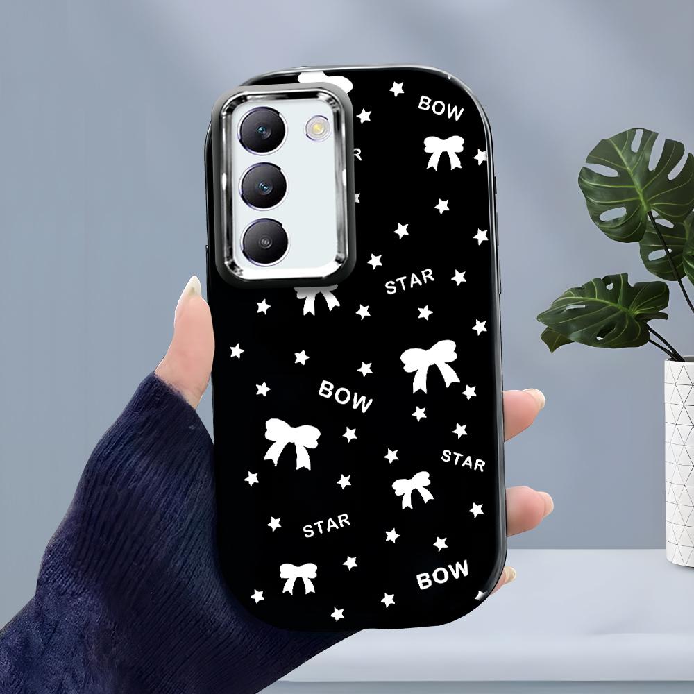 For OPPO A18 A38 A54 A60 A96 Reno12 F 8T 8Z Vivo V30 V40 Y15s Y22 Y27 Y30 Y36 Bowknot Star Design Soft Silicone Candy Color Phone Case