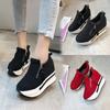 Platform Wedges Women's Sneakers Rhinestone Mesh Breathable Increased Casual Black Autumn Vulcanized Shoes Baskets Femme Zapatos