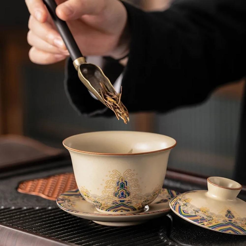 Чайный сервиз Mi Huang Ru Kiln Kung Fu, домашний керамический чайник, чайная чашка, чайный поднос, офисный чайный сервиз