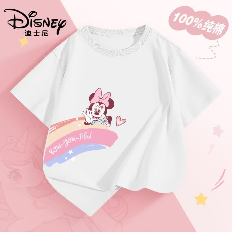 Disney Детская хлопковая футболка с коротким рукавом и мультяшным принтом для девочек