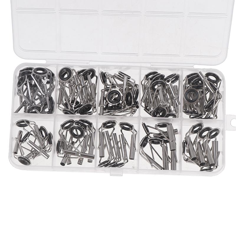 75Pcs/Set Fishing Rod Tip Repair Kit Fishing Rod Guides Eyelet Repair Rod Building Kit Rod Replacement Fishing Accessories