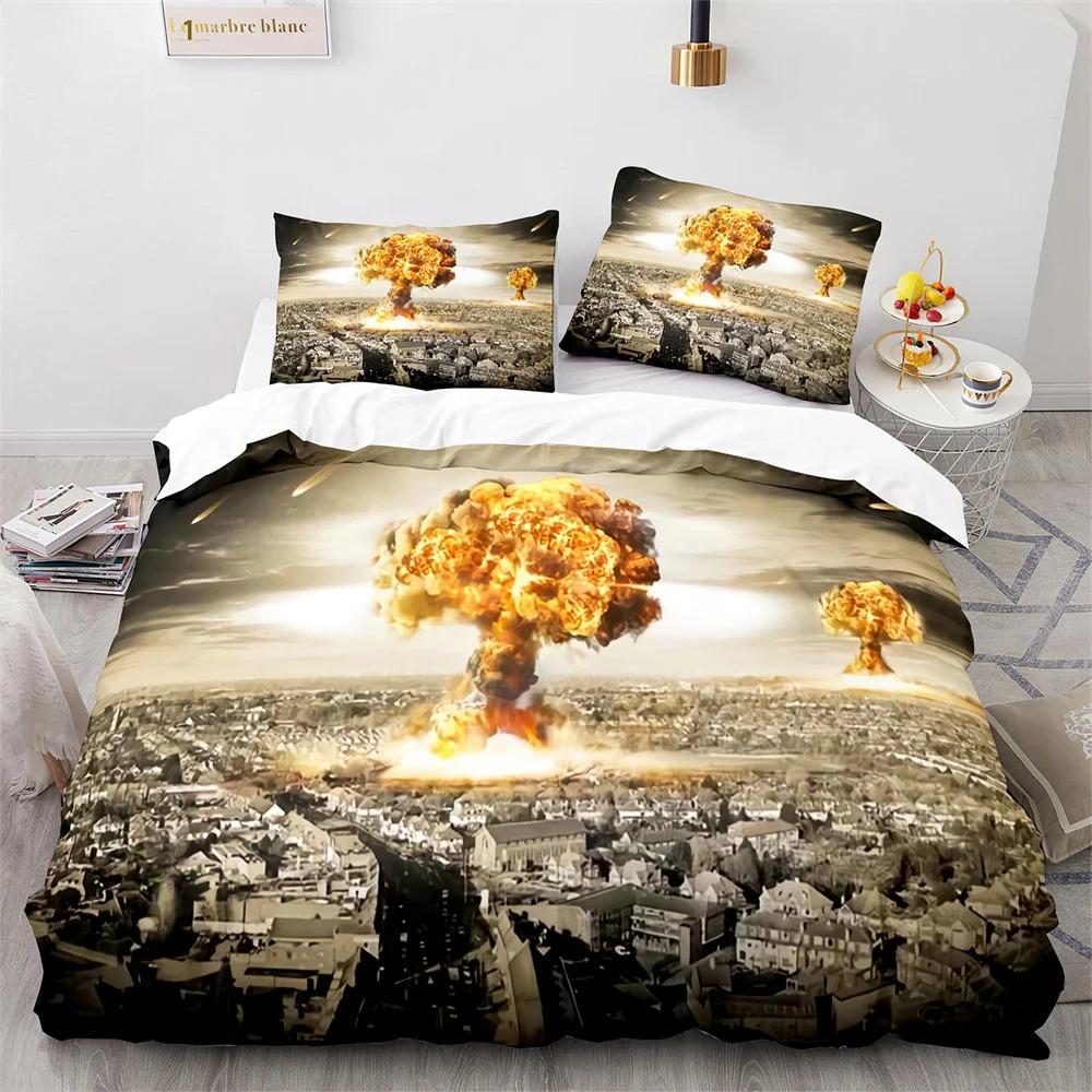 Explode Duvet Cover Collection Orange Firework Shaped Pattern Polyester Comforter Cover King Queen Size For Boys Girl Bedding Collection