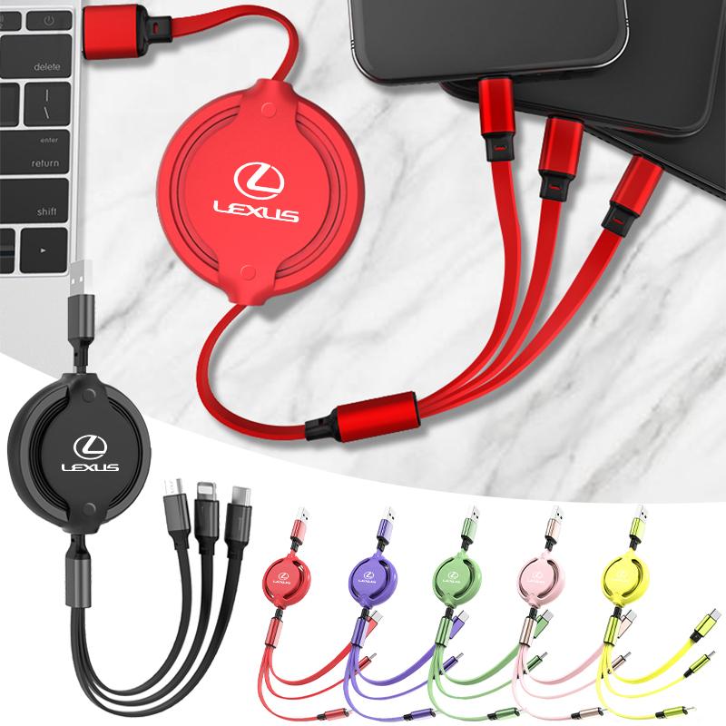 CKU5 Car 3-in-1 Charger Data Cable Type C USB Interface Charging Line Interior For Lexus CT ES GS NX IS250 CT200h IS300h ES300h RX400