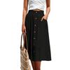 Women's Casual Loose Casual Pocket  A-line High Waisted Mid Length Skirt With Pocket