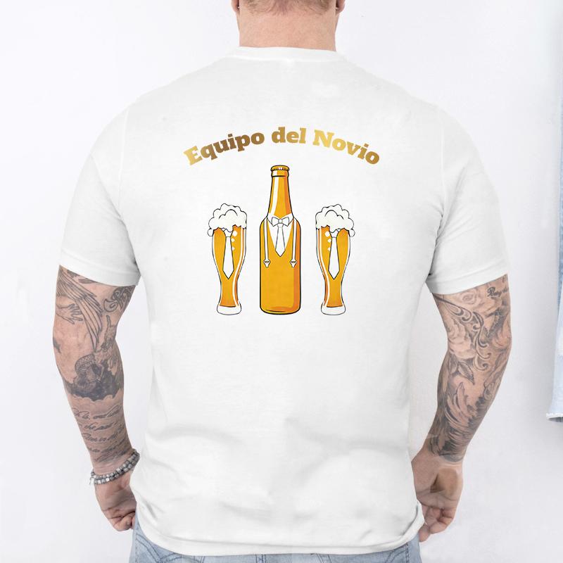 Retro Style Spanish Mens Team Groom Matching Tees Fashion Beer Graphic TShirts Male Wedding Bachelor Party Group Matching Tops