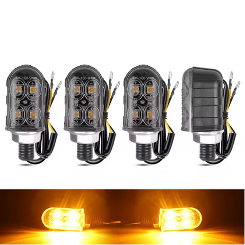 8mm Mini Motorcycle Led Turn Signal Lights 4 LED Flasher Blinker Indicator Lamp For Honda Yamaha Cafe Racer 12V Turn Signal Lamp