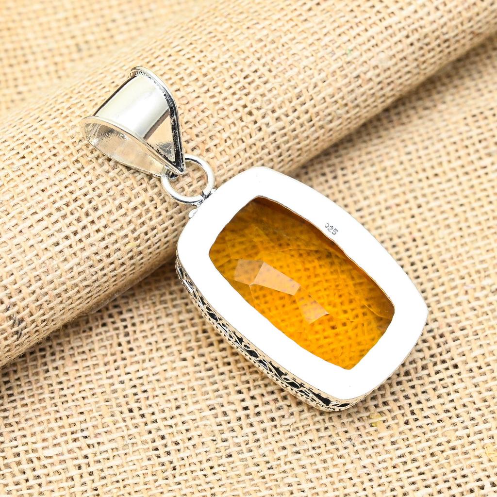 Медовый топаз, драгоценный камень, кулон ручной работы из стерлингового серебра 925 пробы для женщин