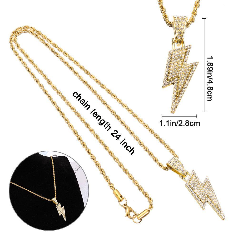 Fashion Hip Hop Retro Pendant Necklace Zircon Lightning Necklace Locomotive Accessories Full Drill