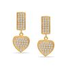 925 Sterling Silver 14K Gold-Plated Hanging Zirconia Amour Heart Stud Drop Dangle Earrings for Women Teen