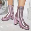 Модные элегантные ботильоны для женщин, новинка 2024 года, черные, белые, красные, золотые, короткие ботинки на каблуках, танцевальная обувь для вечеринок, женская обувь большого размера 48