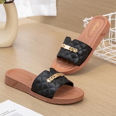 Модные женские тапочки из ПВХ-материала Trend Square Button Style Quality Sllides Woman Sandals Tranparwnt с дешевой ценой