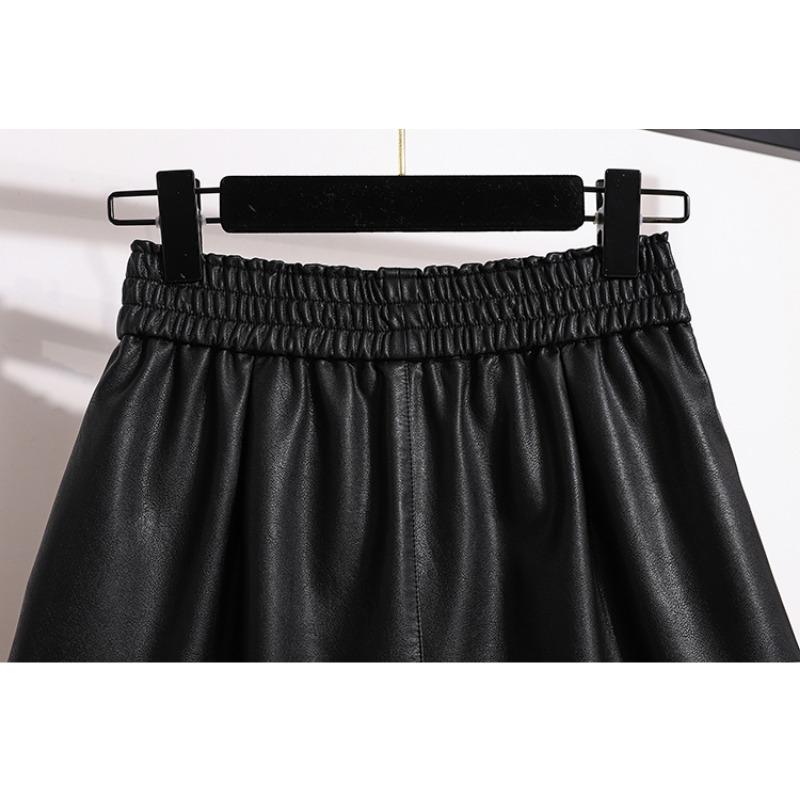 DIMANAF Большие размеры 2024, осень-зима, новые повседневные шорты из искусственной кожи с высокой талией, женские свободные широкие брюки, короткие брюки