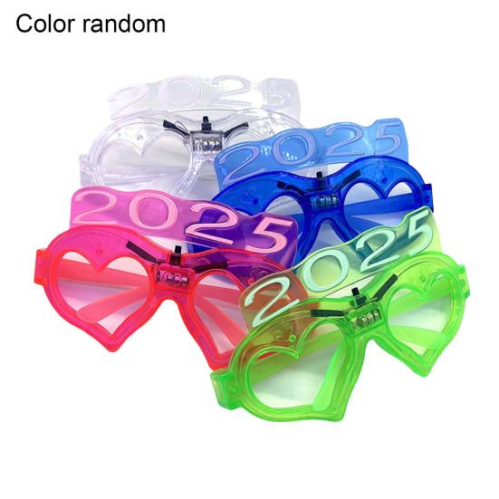 Рождественские очки 2025 года с блестками, 3 режима мигания, светодиодная подсветка, реквизит для новогодних фотосессий 2025 года, противоскользящий, унисекс, праздничный, тематический, активатор атмосферы вечеринки