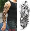 New 1 PC 480*170MM Super Large Compass Wolf Head Eye Fake Lion God Feather  Temporary Tattoo Sleeves For Men Women Tattoo Full Arm Tattoo Sticker