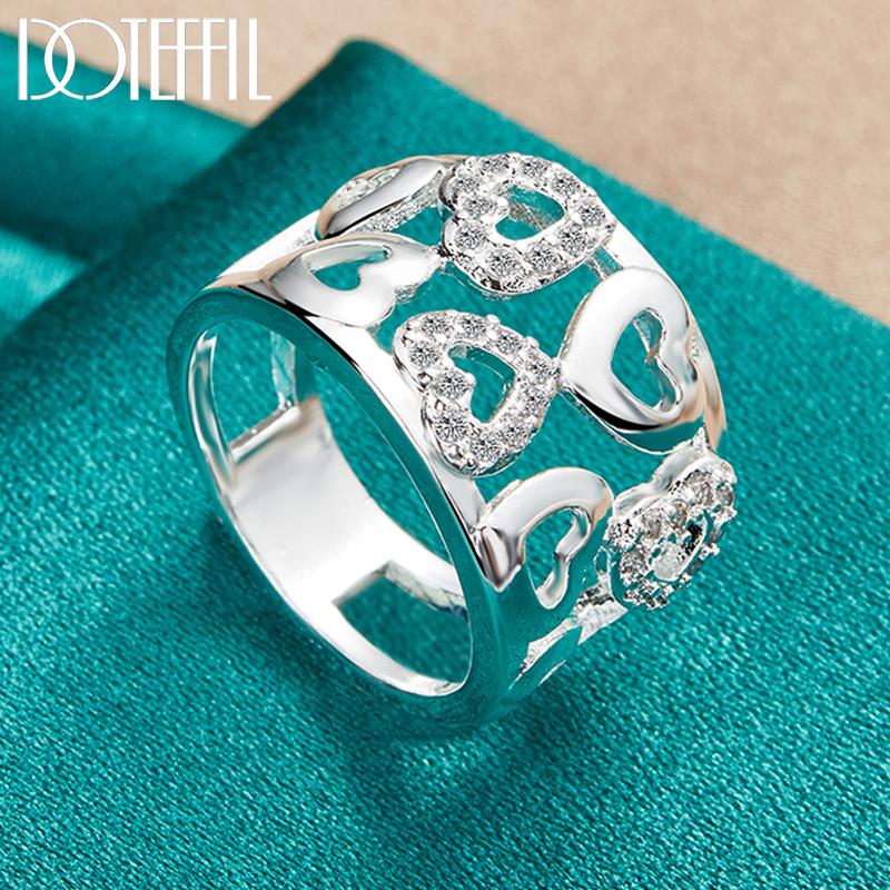 925 Sterling Silver Heart-Shaped AAA Zircon Ring Fashion Wedding Jewelry