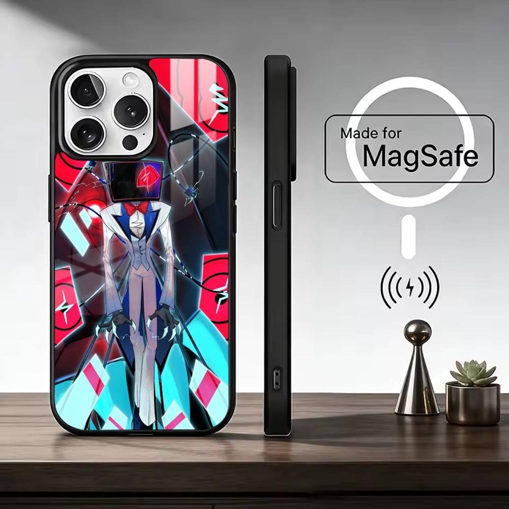 C-Мультфильм h-Hazbin Vox H-Отель Чехол для телефона Для iPhone17,16,15,14,13,12,11 Plus,Pro Max Магнитный Для Magsafe Беспроводная зарядка