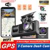 3-канальный WiFi APP GPS Dash Cam для автомобилей Камера Автомобильный видеорегистратор 1080P Видеорегистратор Камера заднего вида для автомобиля Черный ящик Автомобильный аксессуар