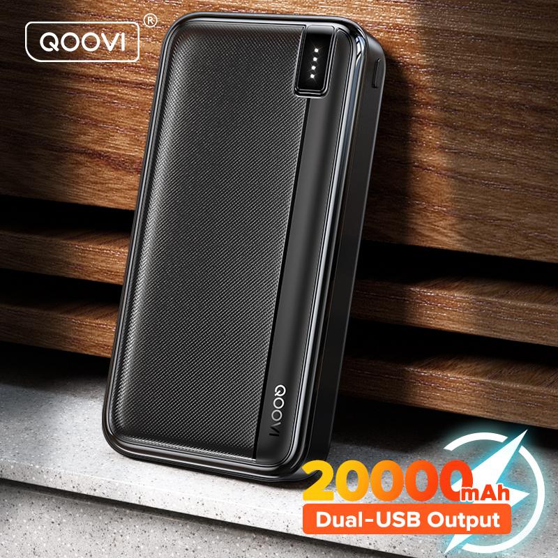 QOOVI 20000mAh Power Bank внешний аккумулятор большой емкости портативное зарядное устройство PowerBank быстрая зарядка для iPhone Xiaomi Samsung скорость 11000mah