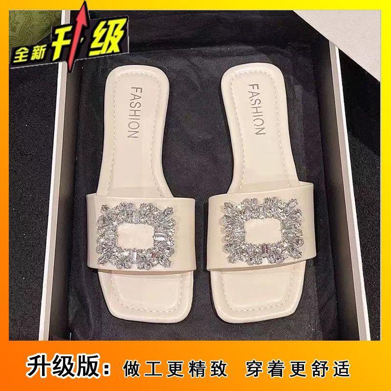 Летние новые тапочки-шлепанцы в сказочном стиле 2025 весна и лето новая уличная мода нескользящие со стразами ленивые сандалии женщина