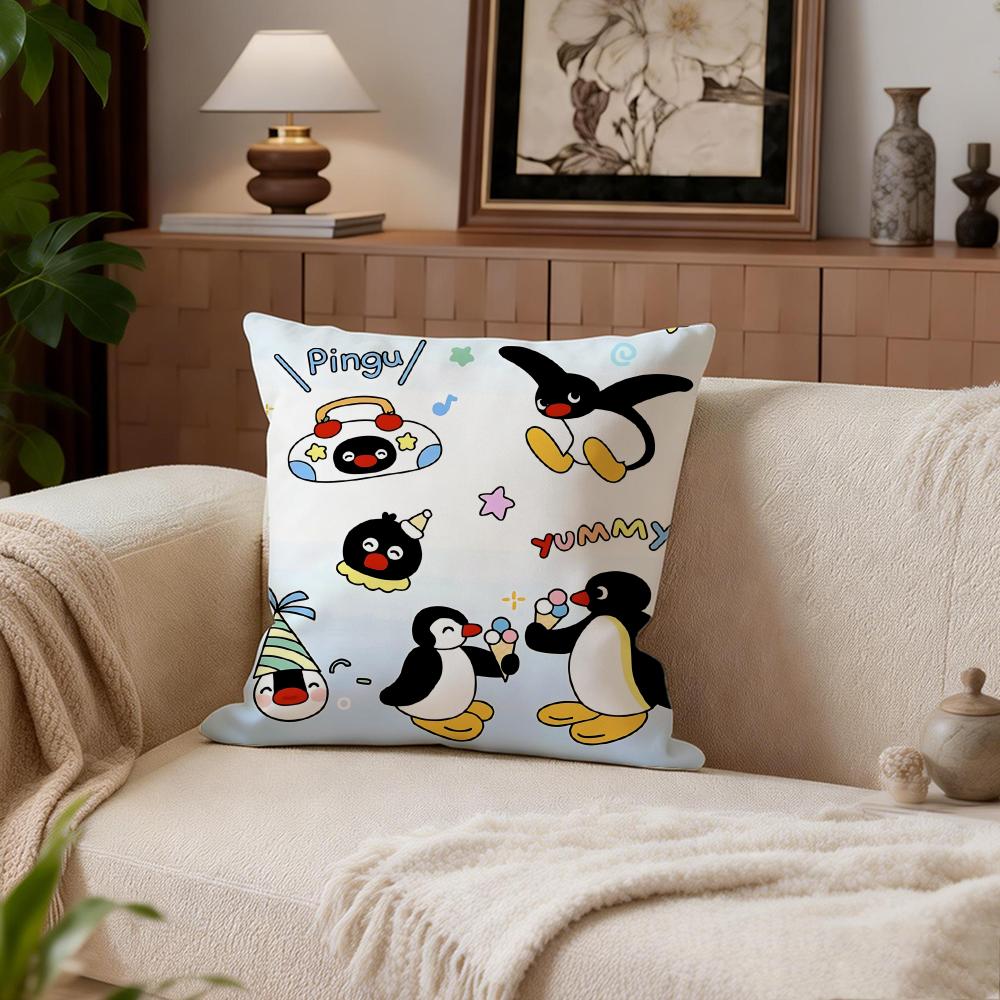 Kids Pingu Cushion Cover Cushion Cover Set 4Pcs 50X50 45X45 40X40 Pillowcase Decorative Sofa Home Decor