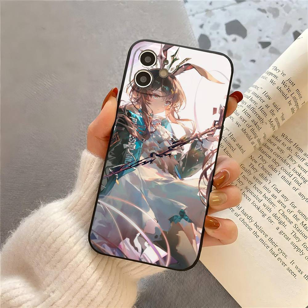 Анимированный персонаж игры Arknights Амия Чехол для телефона iPhone 17 Air 16 15 14 13 Pro Max 11 12 Черный силиконовый чехол