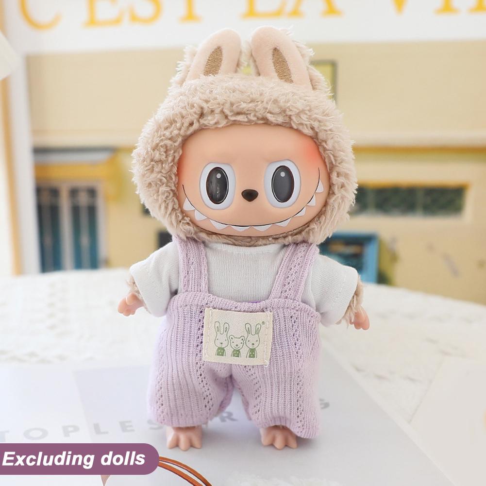 For 17cm Labubu Doll Clothes Fashion Dress Overalls Doll Clothes Color Match Hoodies Dolls Accessories Cute Decoration Little Clothes