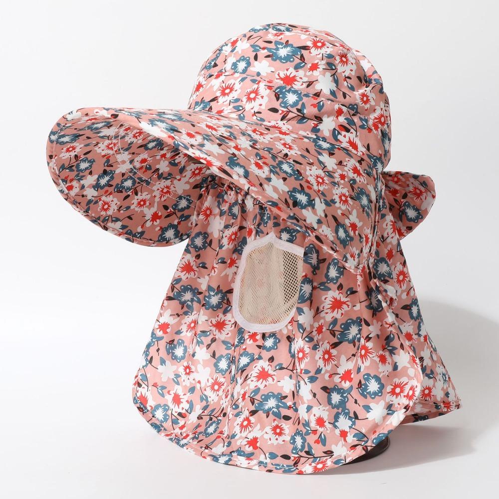 Wide Brim Sunscreen Hat with Shawl Fishing Cap New Tea Picking Hat Women