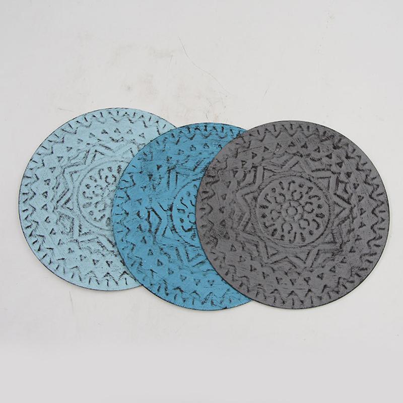 Домашний декор Синий круглый настенный подвесной декор Металлическое настенное украшение Подвесной светильник Металлический диск неправильной формы