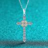 Light luxury Real Platinum PT950 Moissanite Necklace Women's Cross Contrast Color Pendant Women's High-End Jewelry
