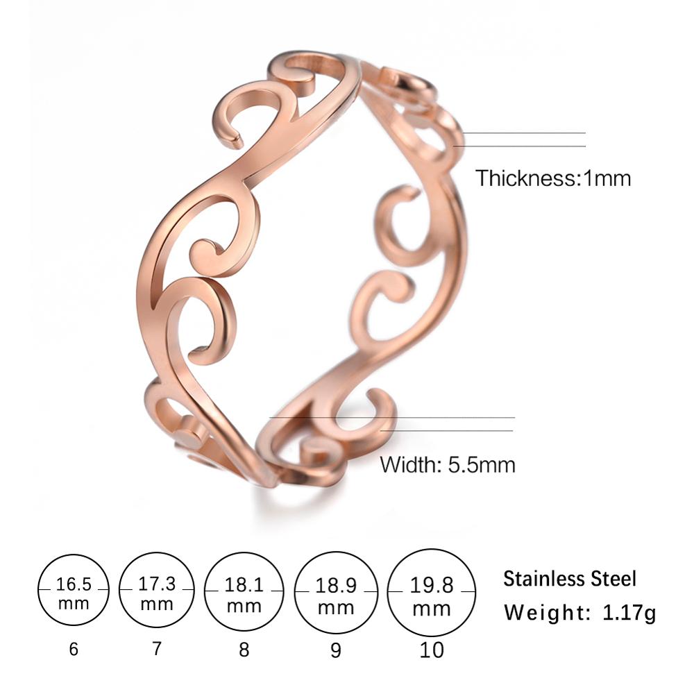Vintage Filigree Flower Ring Women Stainless Steel Romantic Gold Color Casual Rings Jewelry Anniversary Gift