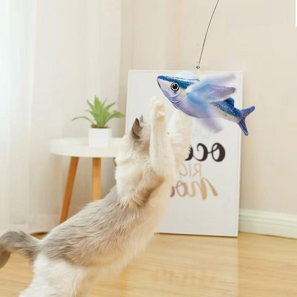Plush Electric Flying Fish Cat Toy USB Flapping Fish Toy New Simulation Cat Toy  Indoor Cats
