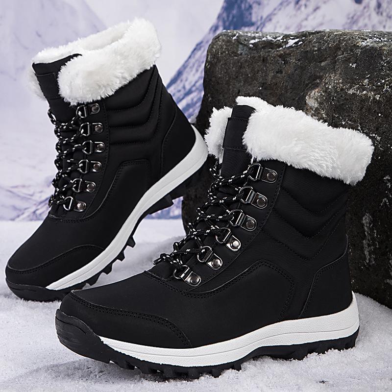 2026 new winter velvet thickened large size outdoor wear-resistant hiking shoes snow boots women's shoes high-top cotton shoes