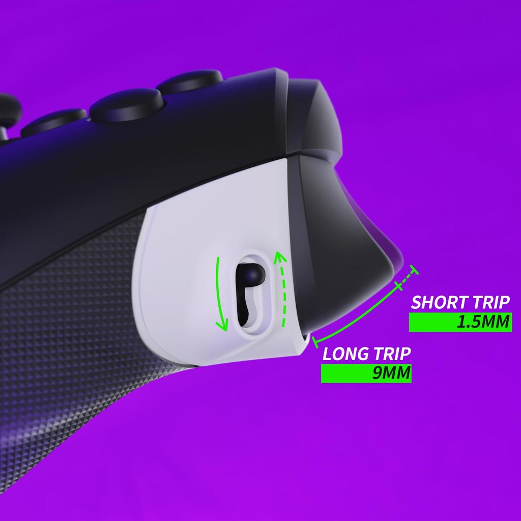 eXtremeRate Flexor Clicky Rubberized Side Rail Grip Trigger Stop Kit for Xbox Series X S Diamond Textured Ergonomic Trigger Stopper Handle Grip for