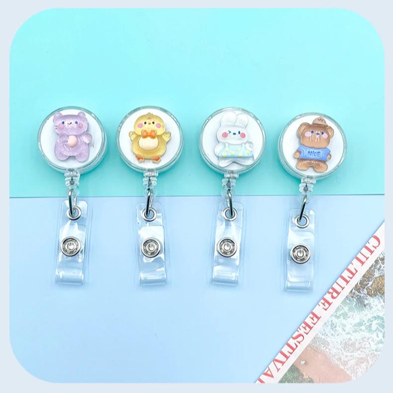 1 шт., сладкая мультяшная желейная карточка работника, выдвижная катушка с зажимами для бейджа, симпатичная 3D стереолента для удостоверения личности, именная бирка, канцелярские принадлежности