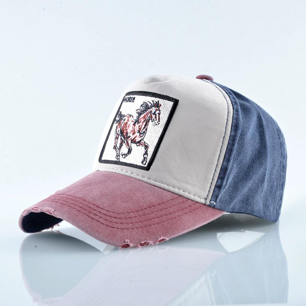 Кепка с вышивкой Животные нашивка Мужская Snapback Хип-хоп Папина кепка Женская Всесезонная Регулируемый козырек Кепка Винтаж Деним Бейсболка Минималистичная