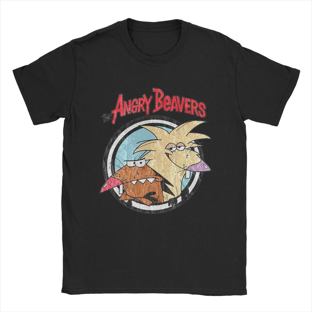 Футболка Angry Beavers для мужчин Хлопковая Новинка Футболка с круглым вырезом Футболки с коротким рукавом Одежда Лето