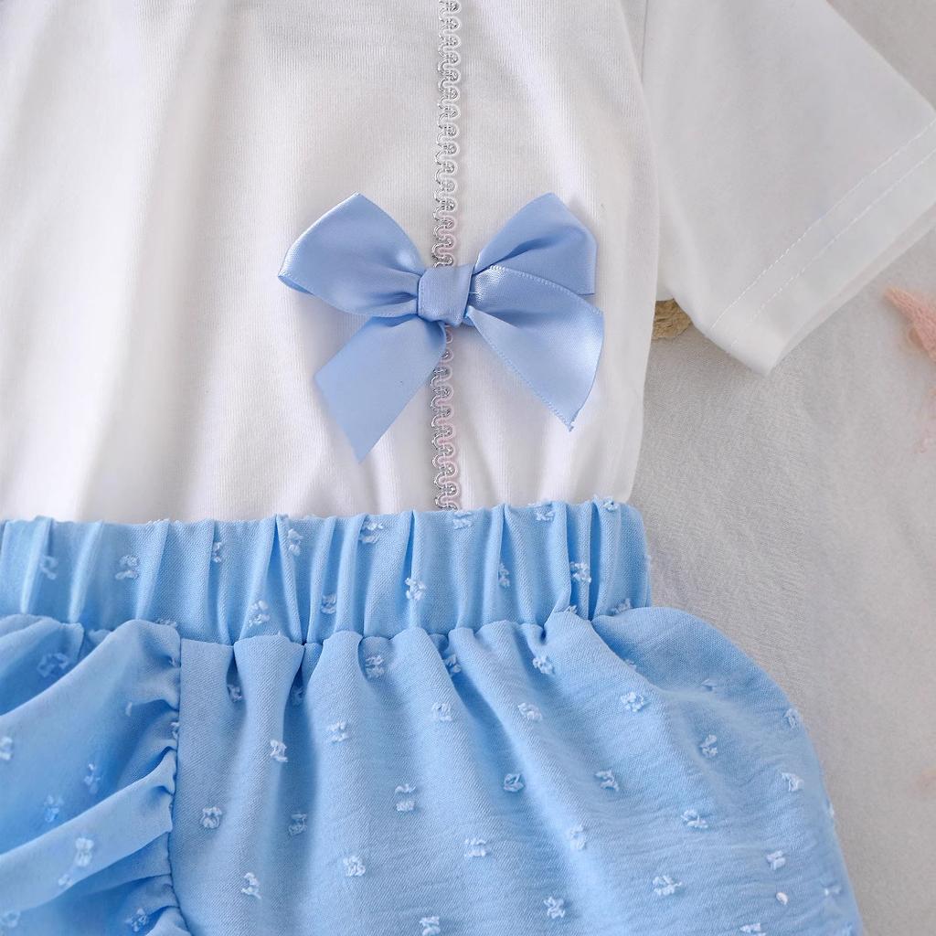 Повседневный костюм для девочек, летний детский модный комплект из двух предметов: футболка с короткими рукавами и юбка