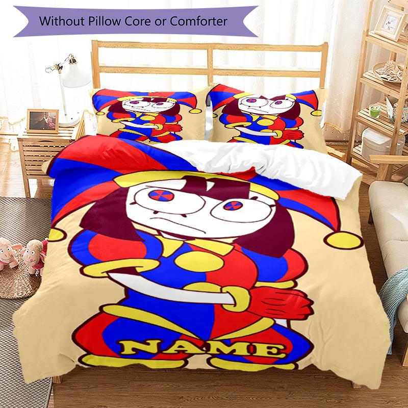 3pcs Custom Name The Amazing Digital Circus Bedding Set Duvet Cover Closure Includes 1 Duvet Cover & 2 Pillowcases, Soft and Comfortable for All Seaso