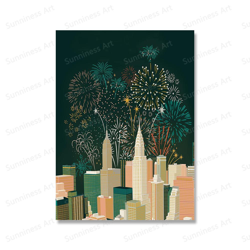 Paris London New York Milan China Wall Art Canvas Painting Nordic Landscape Poster And Print Wall Pictures For Living Room Decor