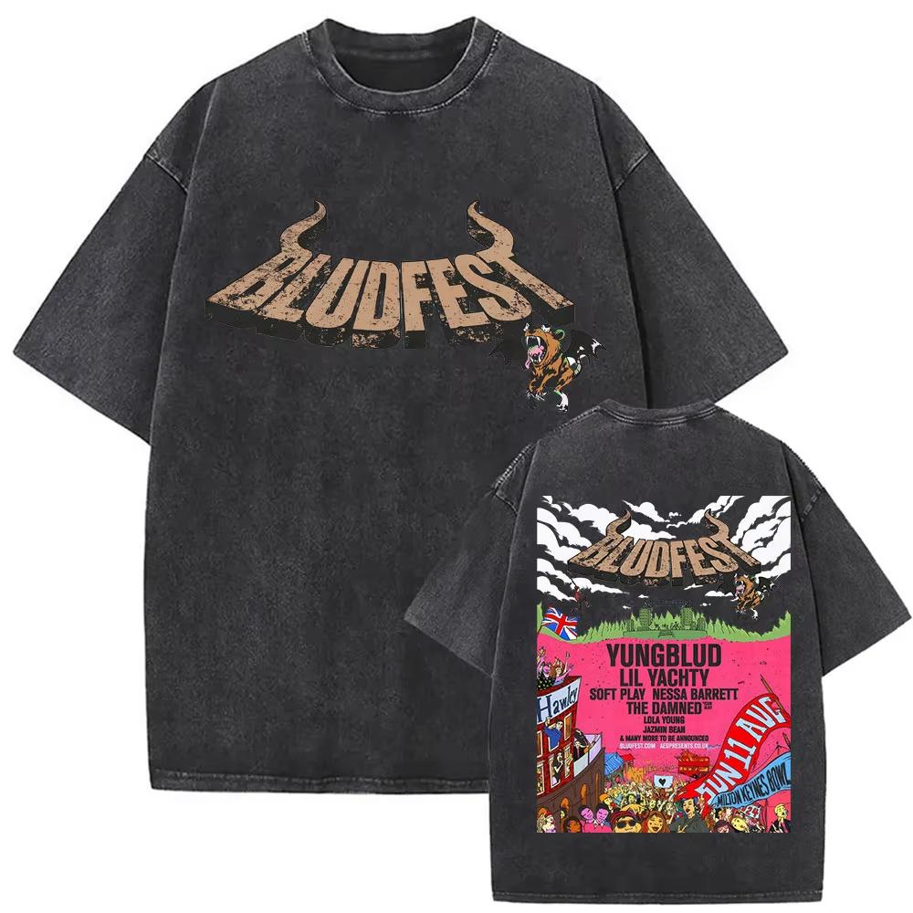 Винтажные стираные футболки Yungblud IDOLS The World Tour Мужские Женские Хип-хоп Высокое качество Готические Оверсайз Футболки Уличная одежда