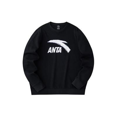 Anta Вязаный свитер с логотипом Color Block, повседневная толстовка, унисекс, черный, серый 972418707-5