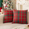 Christmas Plaid Decorative Throw Pillow Covers Snowflake Tartan Scottish Cushion Cover For Sofa Couch Farm-house Holiday Decor