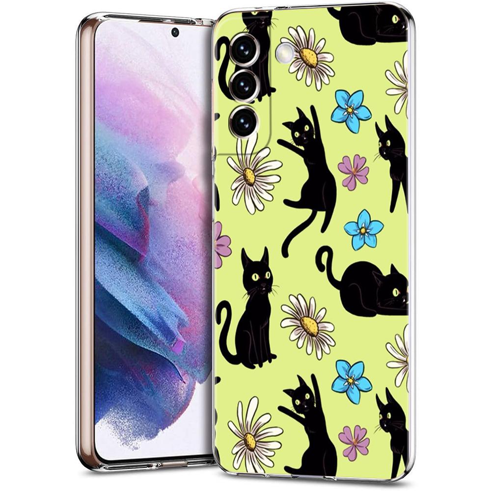 Милый чехол для телефона с рисунком черного кота для Samsung Galaxy S24 Plus S23 S22 S21 S20 FE Ultra 5G S10 S10E S9, мягкий прозрачный силиконовый чехол